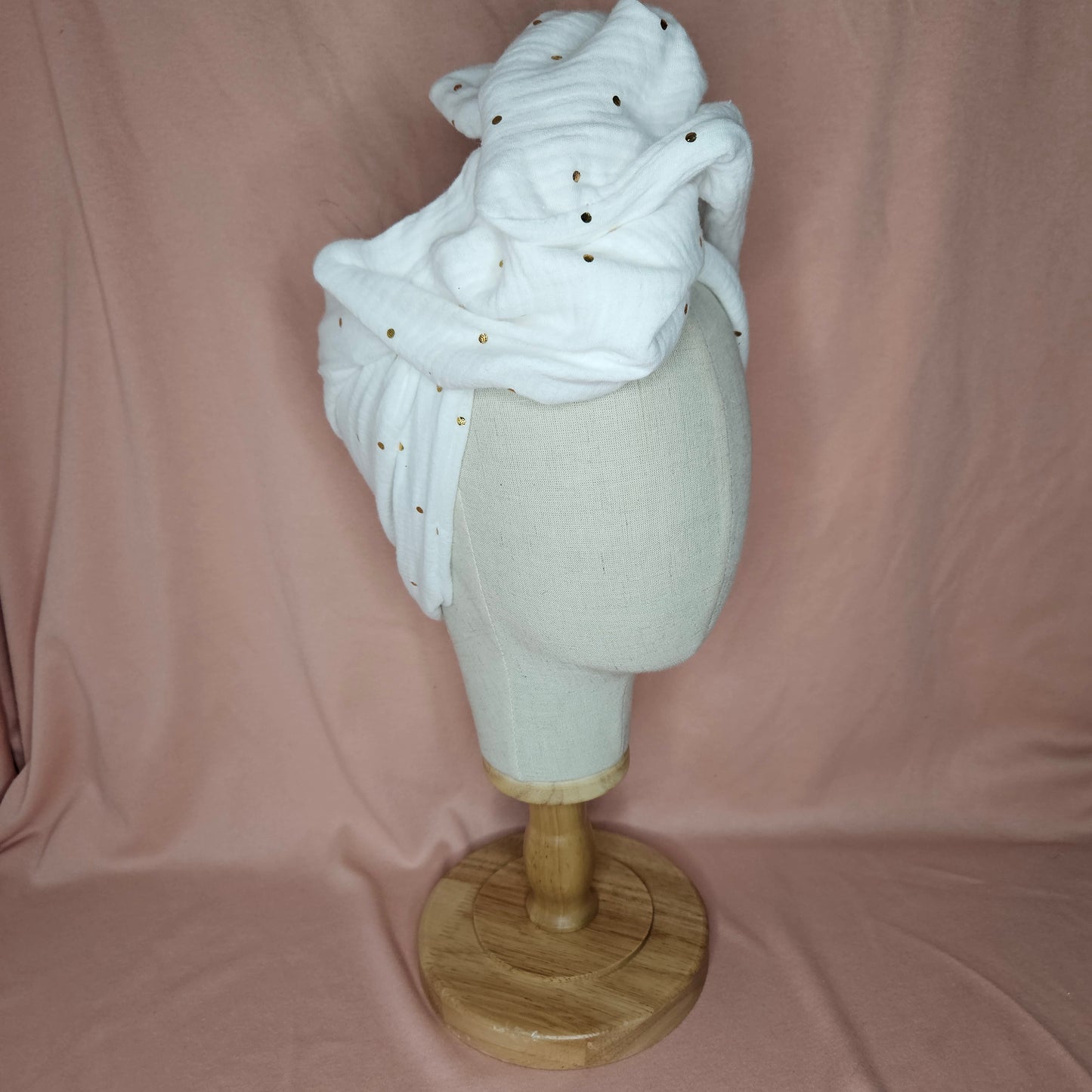 GAZE DE COTON BLANC À POIS