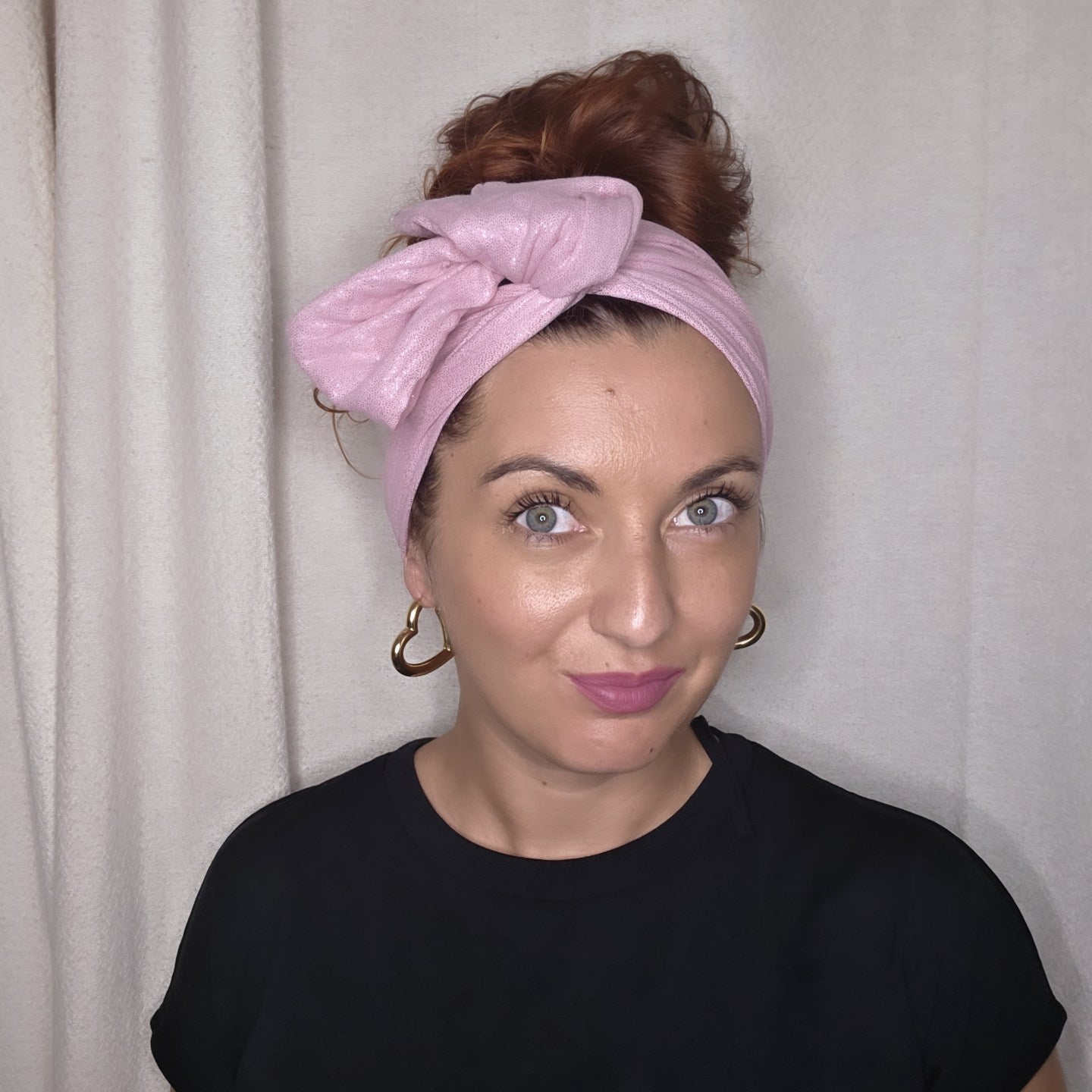 GAZE COTON ROSE PAILLETÉ