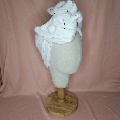 GAZE DE COTON BLANC À POIS