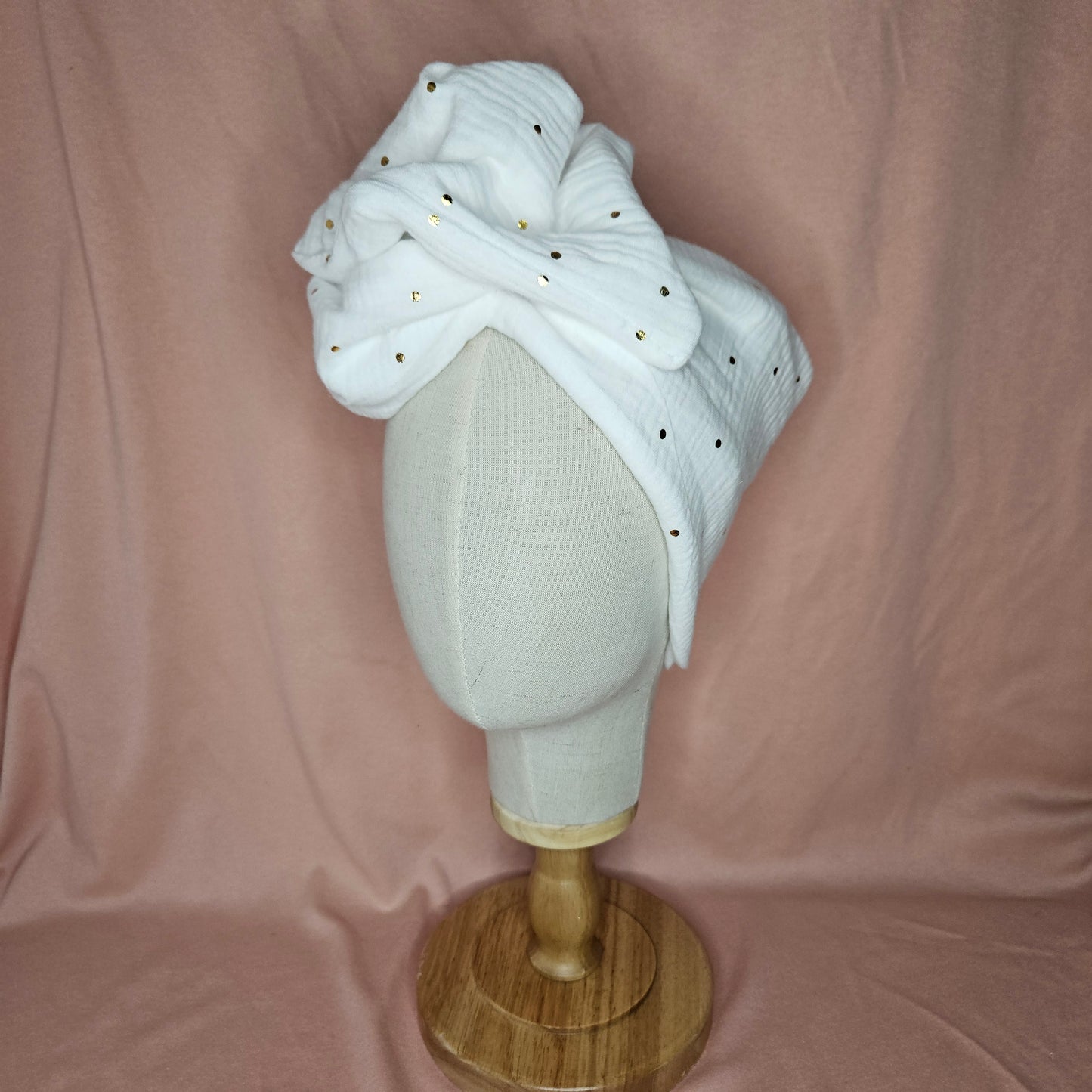GAZE DE COTON BLANC À POIS
